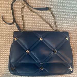 Navy Stitched Ferragamo Bag